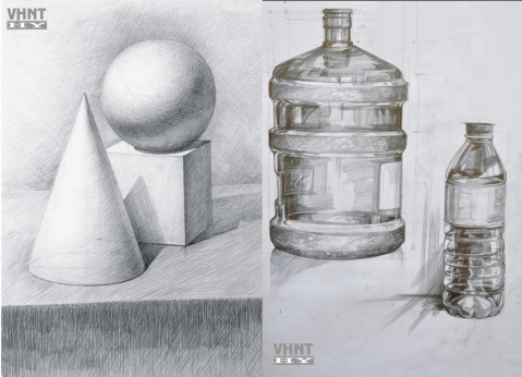 5 6 Bài vẽ khối cơ bản tinh vật của lớp thực nghiệm nguồn tác giả chụp 5 7 6