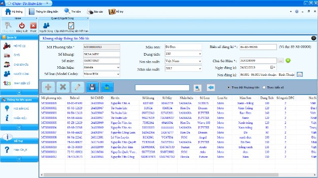 Hình 4 4 Giao diện quản lý phương tiện mô tô  Giao diện Quản lý phương tiện 3