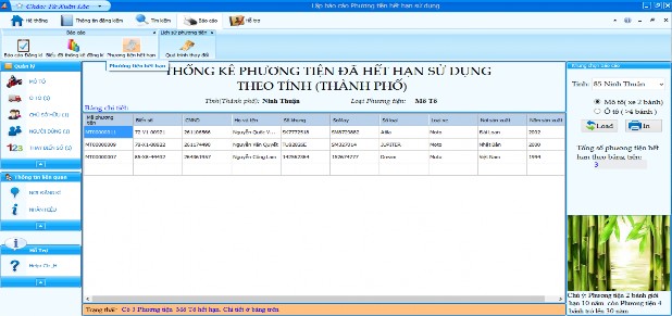 Hình 4 9 Giao diện báo cáo phương tiện hết hạn  Giao diện Báo cáo đăng kí 8