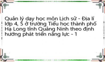 Quản lý dạy học môn Lịch sử - Địa lí lớp 4, 5 ở trường Tiểu học thành phố Hạ Long tỉnh Quảng Ninh theo định hướng phát triển năng lực - 1