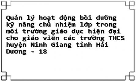 Quản lý hoạt động bồi dưỡng kỹ năng chủ nhiệm lớp trong môi trường giáo dục hiện đại cho giáo viên các trường THCS huyện Ninh Giang tỉnh Hải Dương - 18