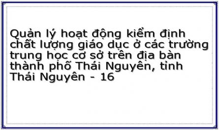 Quản lý hoạt động kiểm định chất lượng giáo dục ở các trường trung học cơ sở trên địa bàn thành phố Thái Nguyên, tỉnh Thái Nguyên - 16