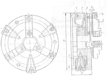 Hình 5 9 Trong thanh 1 của mâm cặp có đĩa 2 Một đầu của đĩa 2 là răng côn còn 3