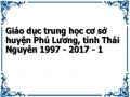 Giáo dục trung học cơ sở huyện Phú Lương, tỉnh Thái Nguyên 1997 - 2017 - 1
