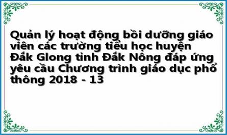 Quản lý hoạt động bồi dưỡng giáo viên các trường tiểu học huyện Đắk Glong tỉnh Đắk Nông đáp ứng yêu cầu Chương trình giáo dục phổ thông 2018 - 13