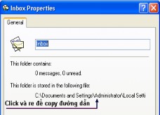 Hình B 11 19 Ghi lại địa chỉ hộp thư Ghi nhớ đường dẫn thư mục chứa dữ 7