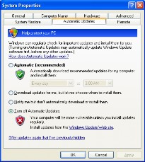 Hình B 6 13 Bật tắt Automatic Updates Thiết lập thời gian cập nhật HĐH Trên thẻ 1