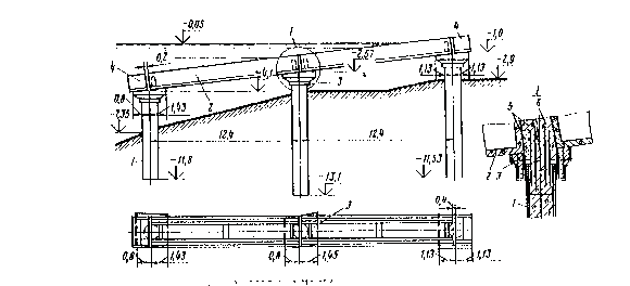 Hình V 31 Kết cấu đường trượt trên nền cọc ống có đường kính 1 2 m 1 Cọc 2