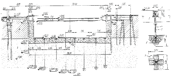 Hình VI 12 ô khô ở Emden Tây Đức 1 Atphan 2 Tấm đệm thép 3 Xi măng 4 Neo 5 Bitum 6 2