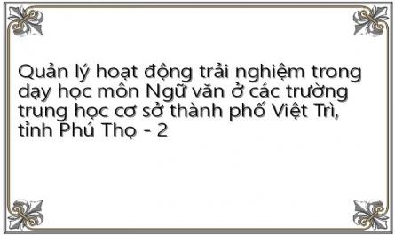 Quản lý hoạt động trải nghiệm trong dạy học môn Ngữ văn ở các trường trung học cơ sở thành phố Việt Trì, tỉnh Phú Thọ - 2
