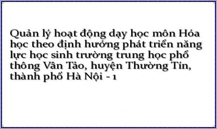 Quản lý hoạt động dạy học môn Hóa học theo định hướng phát triển năng lực học sinh trường trung học phổ thông Vân Tảo, huyện Thường Tín, thành phố Hà Nội - 1