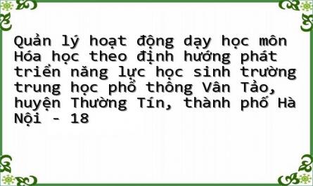 Quản lý hoạt động dạy học môn Hóa học theo định hướng phát triển năng lực học sinh trường trung học phổ thông Vân Tảo, huyện Thường Tín, thành phố Hà Nội - 18