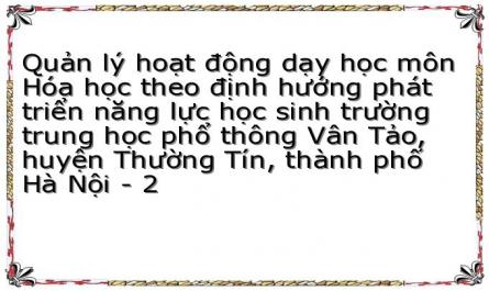 Quản lý hoạt động dạy học môn Hóa học theo định hướng phát triển năng lực học sinh trường trung học phổ thông Vân Tảo, huyện Thường Tín, thành phố Hà Nội - 2