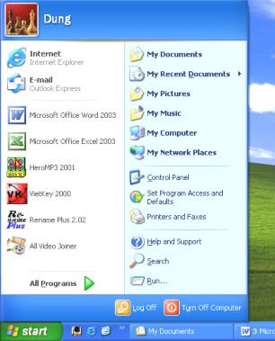 Dạng thể hiện của Classic start menu Dạng thể hiện của start menu 6
