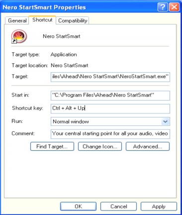 Trong dòng lệnh Shortcut key nhập phím tắt cho chương trình Phím tắt luôn bắt 3