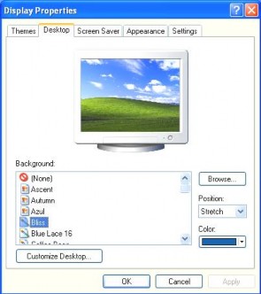 3 2 6 2 Thay đổi ảnh nền của Desktop Bước 1 Trong hộp thoại Display Properties 5