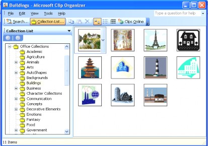 Bước 2 Chọn tranh cần chèn theo các chủ đề tranh trong hộp thoại Collections list 4