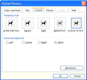 In front of text hiển thị tranh lên trên văn bản Behind text Ẩn tranh sau văn bản 1