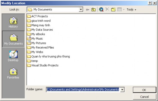 Bước 3 Chọn thư mục ngầm định để Word lưu tài liệu và mở tài liệu 1