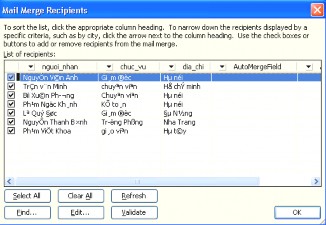 Xuất hiện ở hộp thoại bên Nhấn OK Nhấn chuột lên biểu tương Insert Merge 5
