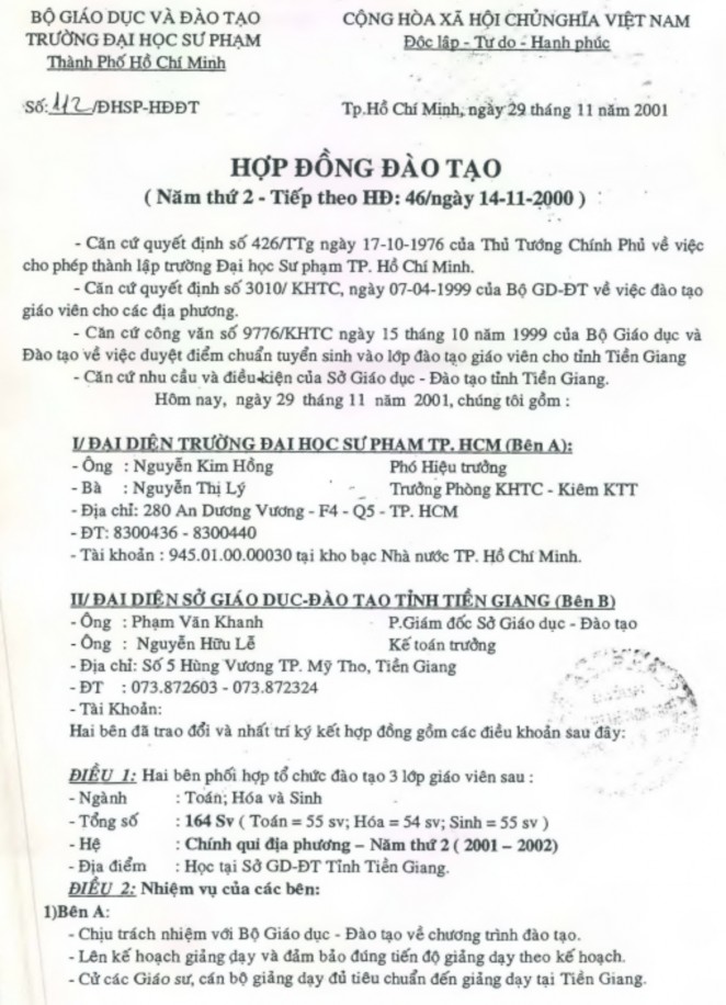 Xây dựng một phương thức cho việc đào tạo giáo viên trung học phổ thông theo hợp đồng giữa trường Đại học Sư phạm TP. Hồ Chí Minh và một số tỉnh phía Nam - 12 1