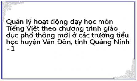Quản lý hoạt động dạy học môn Tiếng Việt theo chương trình giáo dục phổ thông mới ở các trường tiểu học huyện Vân Đồn, tỉnh Quảng Ninh - 1