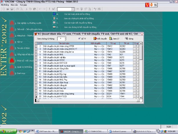Tiếp đó kế toán đánh dấu các bút để kết chuyển từ TK 154  TK 632 Riêng 2