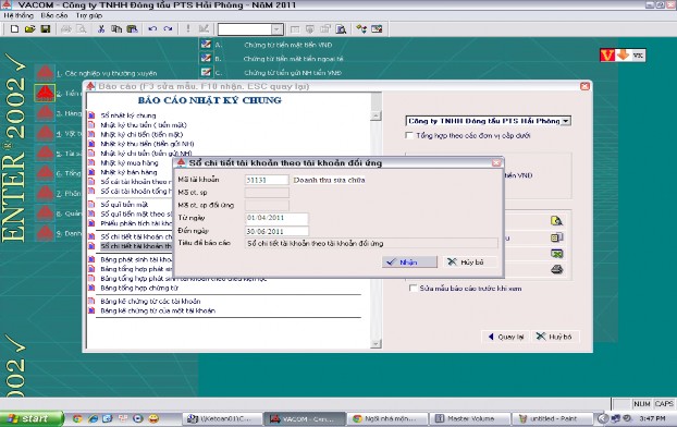 In thẳng ra máy in Ấn F10 để nhận các thao tác Màn hình phân hệ nhóm báo cáo 2