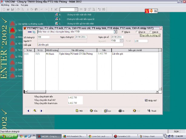 Hoặc để in Sổ cái kích chọn in thẳng ra máy in Ấn F10 để nhận các thao tác 5