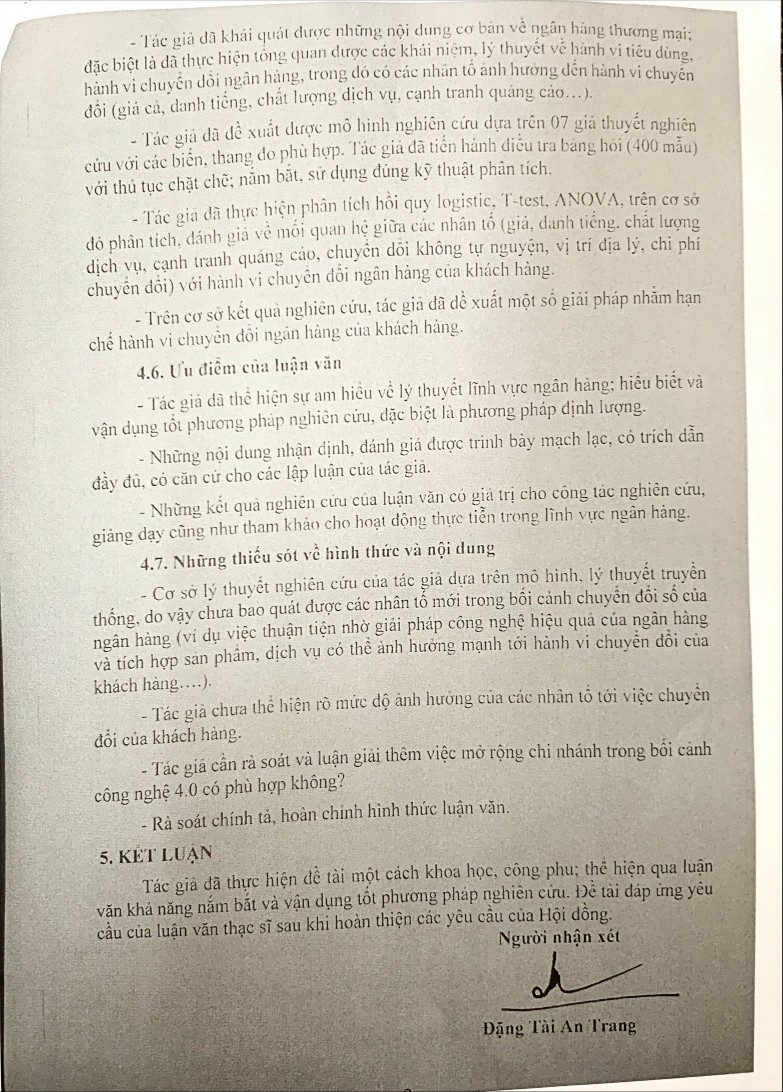 Các nhân tố ảnh hưởng đến hành vi chuyển đổi ngân hàng của khách hàng trên địa bàn thành phố Hà Nội - 14 1