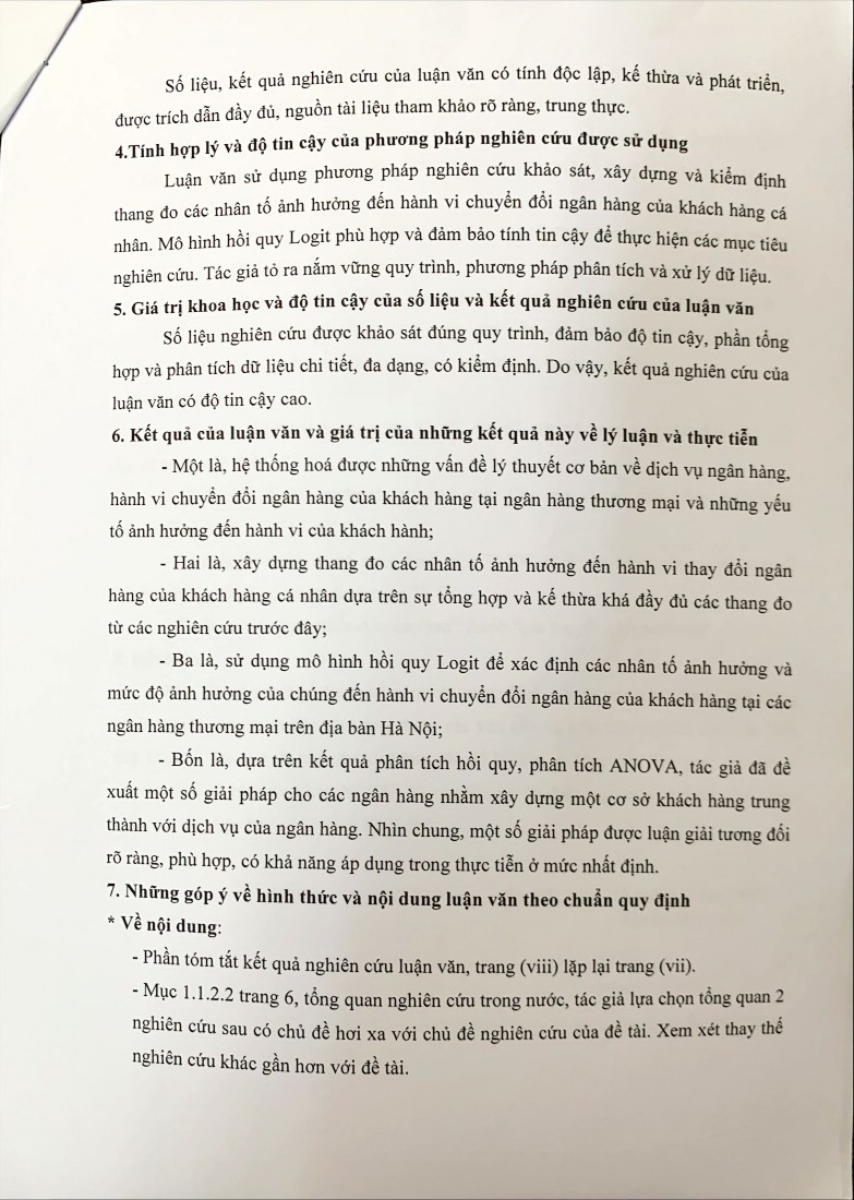 Các nhân tố ảnh hưởng đến hành vi chuyển đổi ngân hàng của khách hàng trên địa bàn thành phố Hà Nội - 14 3