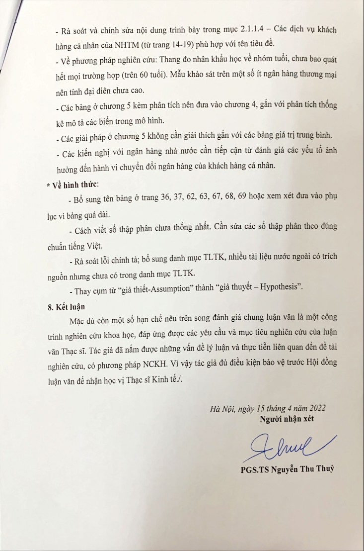 Các nhân tố ảnh hưởng đến hành vi chuyển đổi ngân hàng của khách hàng trên địa bàn thành phố Hà Nội - 14 4