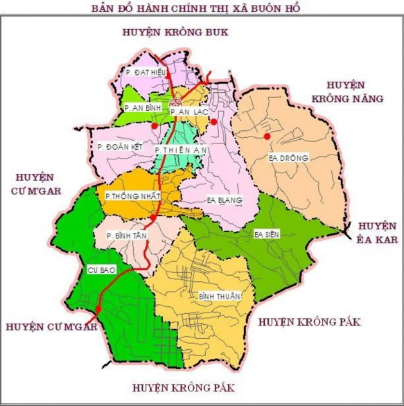 Hình 2 1 Bản đồ hành chính thị xã Buôn Hồ tỉnh Đăk Lăk Địa hình Thị xã 1