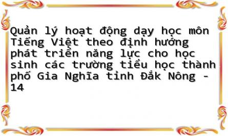 Quản lý hoạt động dạy học môn Tiếng Việt theo định hướng phát triển năng lực cho học sinh các trường tiểu học thành phố Gia Nghĩa tỉnh Đắk Nông - 14