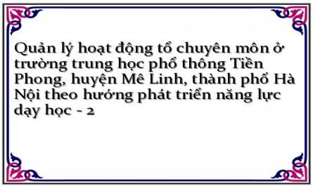 Quản lý hoạt động tổ chuyên môn ở trường trung học phổ thông Tiền Phong, huyện Mê Linh, thành phố Hà Nội theo hướng phát triển năng lực dạy học - 2