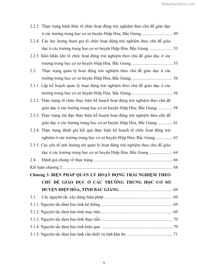 Luận văn thạc sĩ khoa học giáo dục Quản lý hoạt động trải nghiệm theo chủ đề giáo dục ở các trường trung học cơ sở huyện Hiệp Hòa tỉnh Bắc Giang - 1 Trang 7