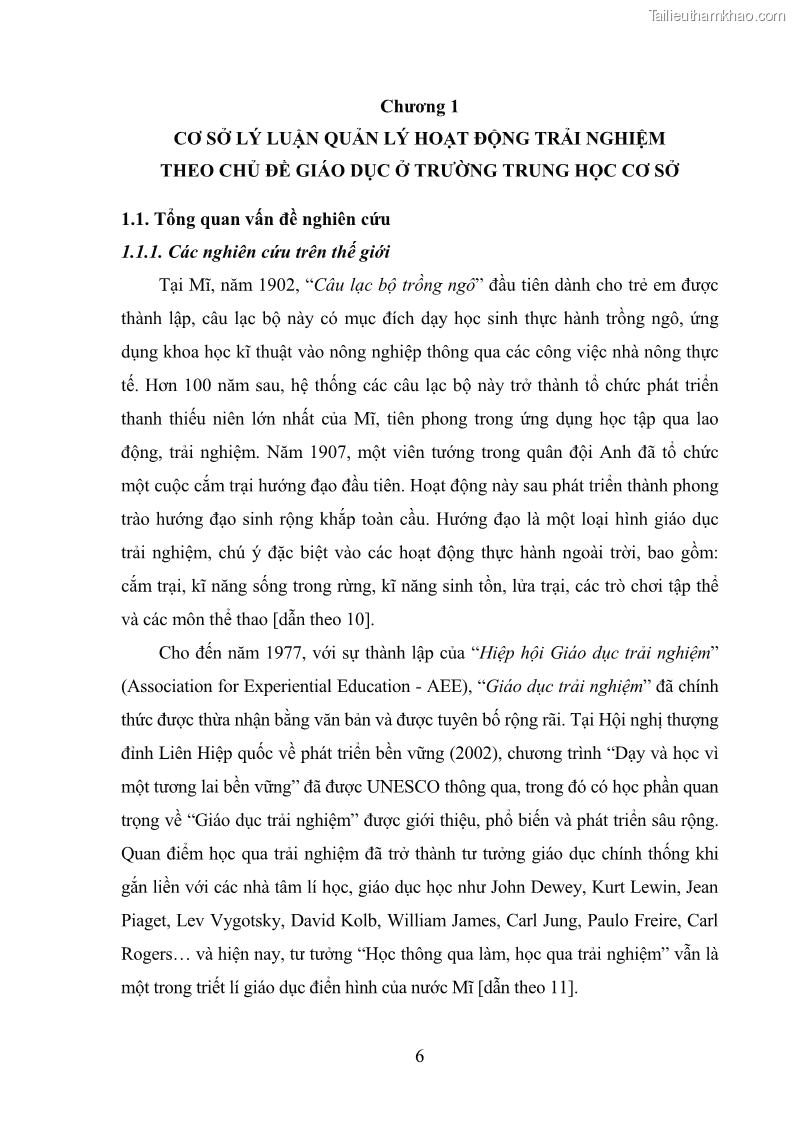 Luận văn thạc sĩ khoa học giáo dục Quản lý hoạt động trải nghiệm theo chủ đề giáo dục ở các trường trung học cơ sở huyện Hiệp Hòa tỉnh Bắc Giang - 2 Trang 17