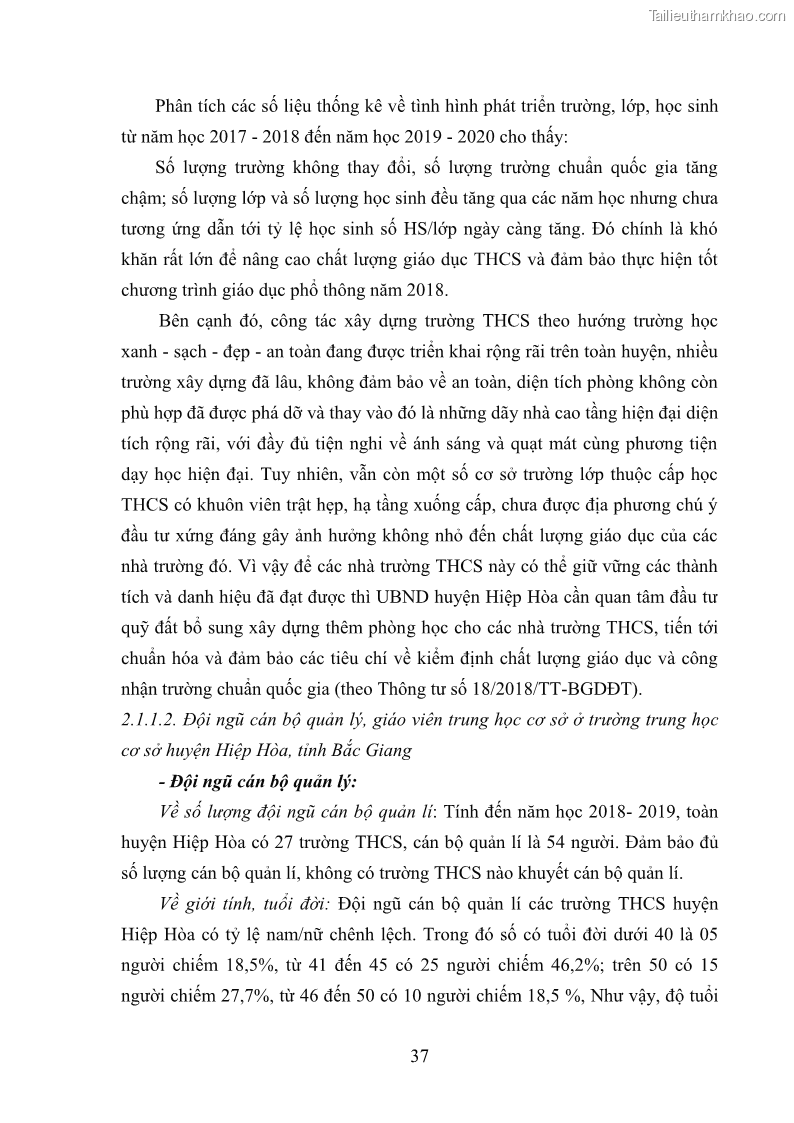 Luận văn thạc sĩ khoa học giáo dục Quản lý hoạt động trải nghiệm theo chủ đề giáo dục ở các trường trung học cơ sở huyện Hiệp Hòa tỉnh Bắc Giang - 4 Trang 48