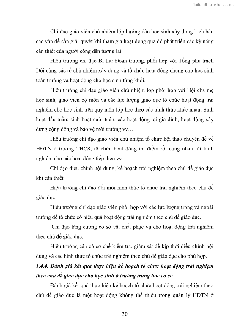 Luận văn thạc sĩ khoa học giáo dục Quản lý hoạt động trải nghiệm theo chủ đề giáo dục ở các trường trung học cơ sở huyện Hiệp Hòa tỉnh Bắc Giang - 4 Trang 41