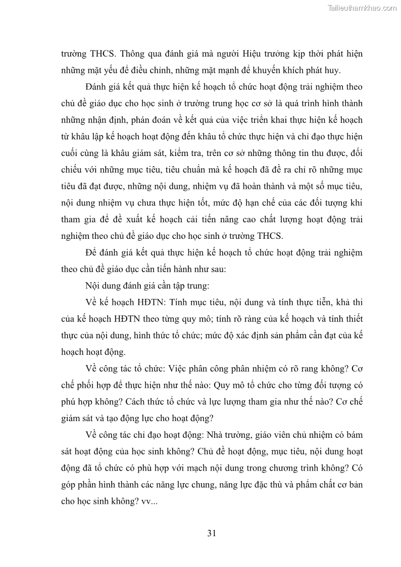 Luận văn thạc sĩ khoa học giáo dục Quản lý hoạt động trải nghiệm theo chủ đề giáo dục ở các trường trung học cơ sở huyện Hiệp Hòa tỉnh Bắc Giang - 4 Trang 42