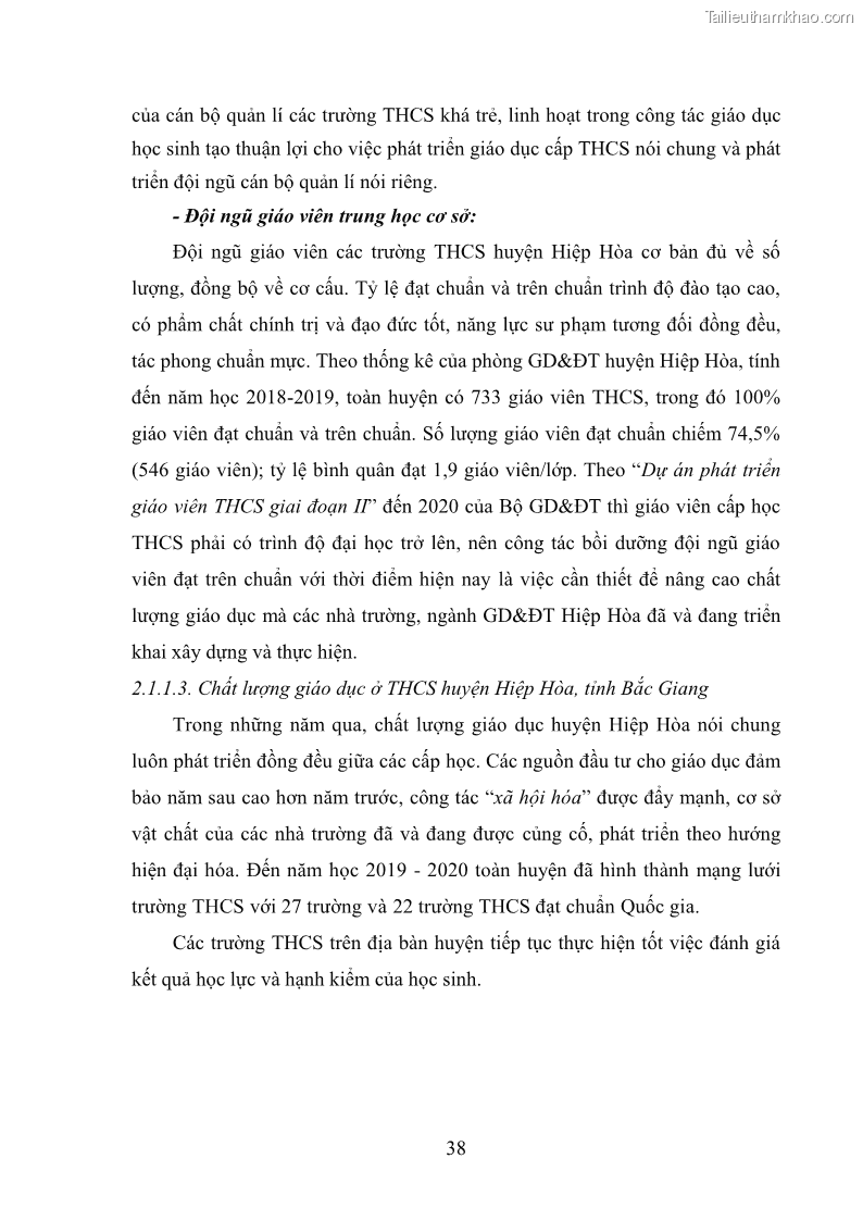 Luận văn thạc sĩ khoa học giáo dục Quản lý hoạt động trải nghiệm theo chủ đề giáo dục ở các trường trung học cơ sở huyện Hiệp Hòa tỉnh Bắc Giang - 5 Trang 49