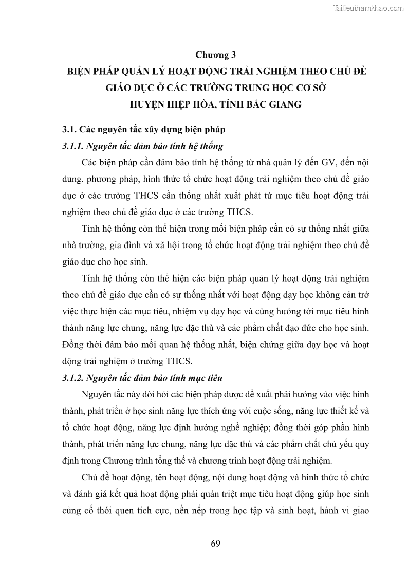 Luận văn thạc sĩ khoa học giáo dục Quản lý hoạt động trải nghiệm theo chủ đề giáo dục ở các trường trung học cơ sở huyện Hiệp Hòa tỉnh Bắc Giang - 7 Trang 80