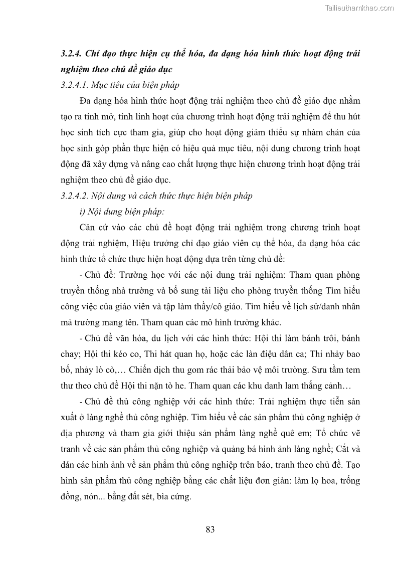 Luận văn thạc sĩ khoa học giáo dục Quản lý hoạt động trải nghiệm theo chủ đề giáo dục ở các trường trung học cơ sở huyện Hiệp Hòa tỉnh Bắc Giang - 8 Trang 94