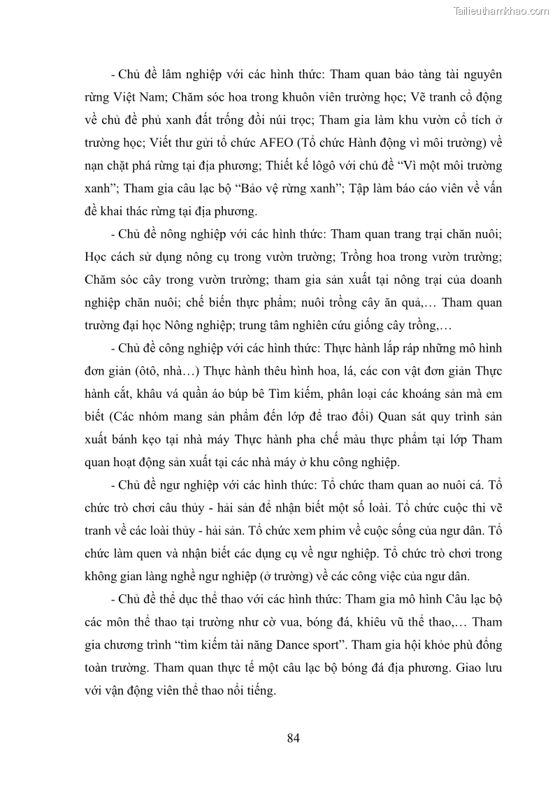 Luận văn thạc sĩ khoa học giáo dục Quản lý hoạt động trải nghiệm theo chủ đề giáo dục ở các trường trung học cơ sở huyện Hiệp Hòa tỉnh Bắc Giang - 8 Trang 95