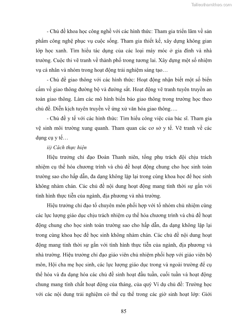 Luận văn thạc sĩ khoa học giáo dục Quản lý hoạt động trải nghiệm theo chủ đề giáo dục ở các trường trung học cơ sở huyện Hiệp Hòa tỉnh Bắc Giang - 8 Trang 96