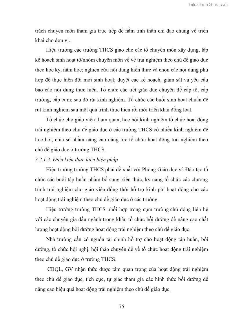 Luận văn thạc sĩ khoa học giáo dục Quản lý hoạt động trải nghiệm theo chủ đề giáo dục ở các trường trung học cơ sở huyện Hiệp Hòa tỉnh Bắc Giang - 8 Trang 86