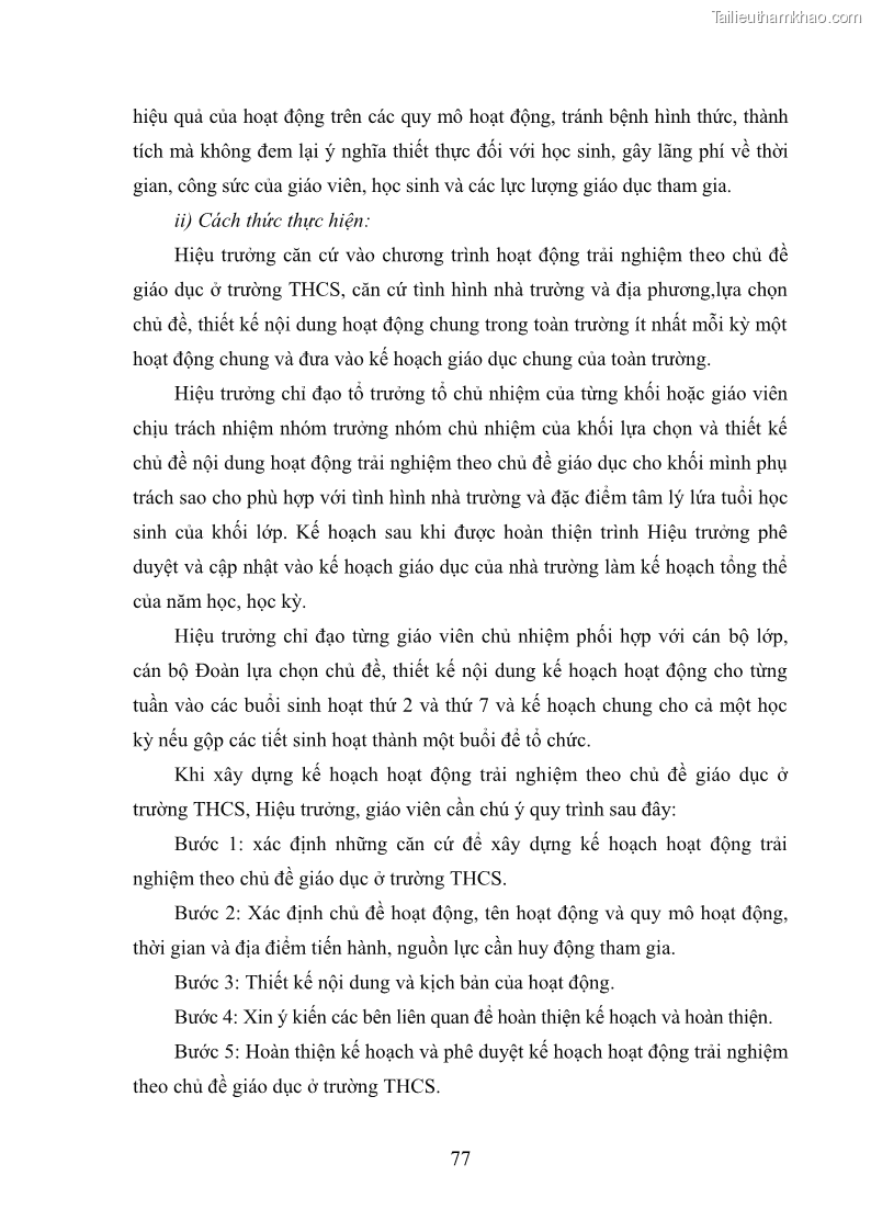 Luận văn thạc sĩ khoa học giáo dục Quản lý hoạt động trải nghiệm theo chủ đề giáo dục ở các trường trung học cơ sở huyện Hiệp Hòa tỉnh Bắc Giang - 8 Trang 88