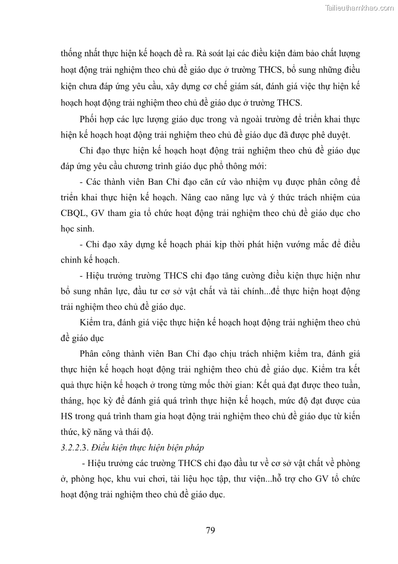 Luận văn thạc sĩ khoa học giáo dục Quản lý hoạt động trải nghiệm theo chủ đề giáo dục ở các trường trung học cơ sở huyện Hiệp Hòa tỉnh Bắc Giang - 8 Trang 90