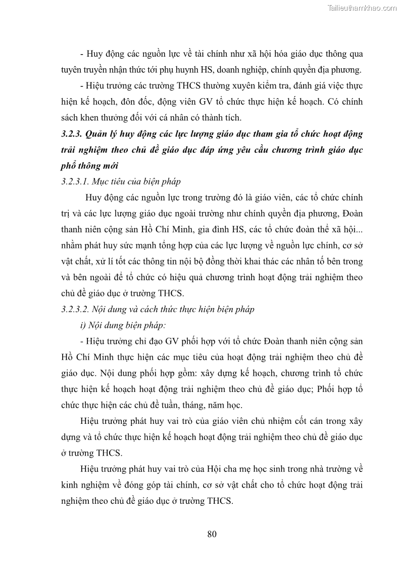 Luận văn thạc sĩ khoa học giáo dục Quản lý hoạt động trải nghiệm theo chủ đề giáo dục ở các trường trung học cơ sở huyện Hiệp Hòa tỉnh Bắc Giang - 8 Trang 91