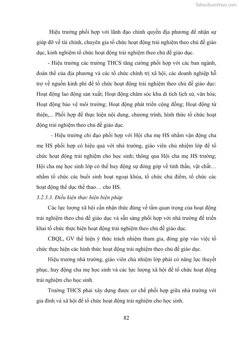 Luận văn thạc sĩ khoa học giáo dục Quản lý hoạt động trải nghiệm theo chủ đề giáo dục ở các trường trung học cơ sở huyện Hiệp Hòa tỉnh Bắc Giang - 8 Trang 93